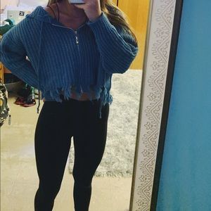 Boutique Cropped Knitted Hoodie